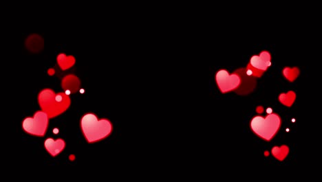 animación forma de corazones rojos flotando sobre un fondo negro.