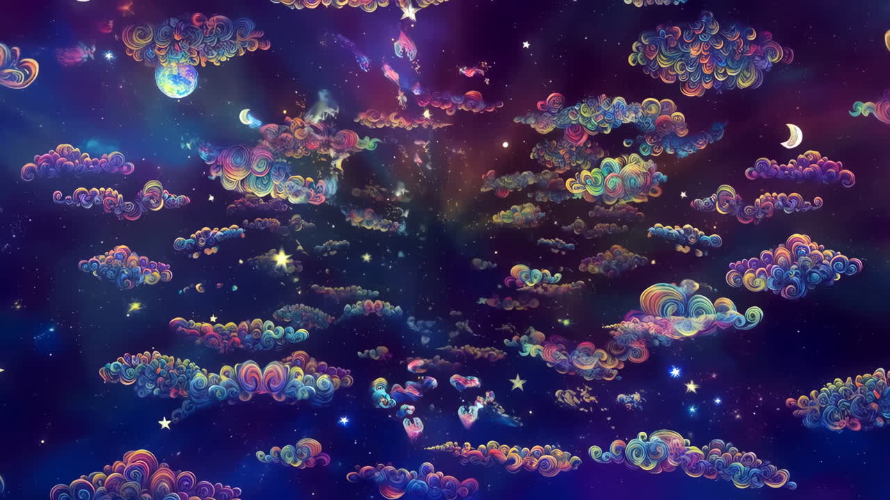 Colorful Dreamy Clouds and Stars in the Galaxy