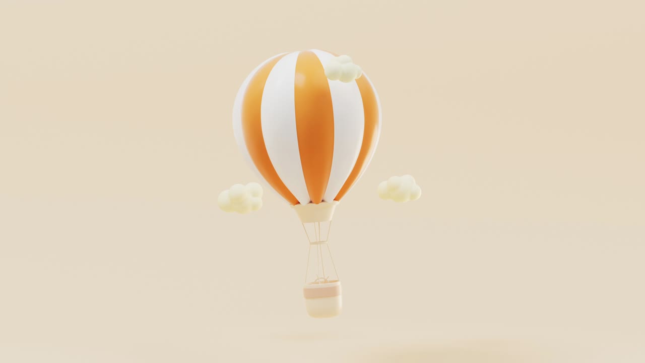 animación en bucle de un globo de aire caliente de dibujos animados, renderización en 3d.