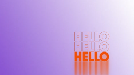 animación de textos de saludo en fondo púrpura