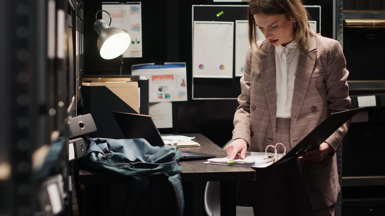 Interior de escritório com mesa, cadeira e documentos