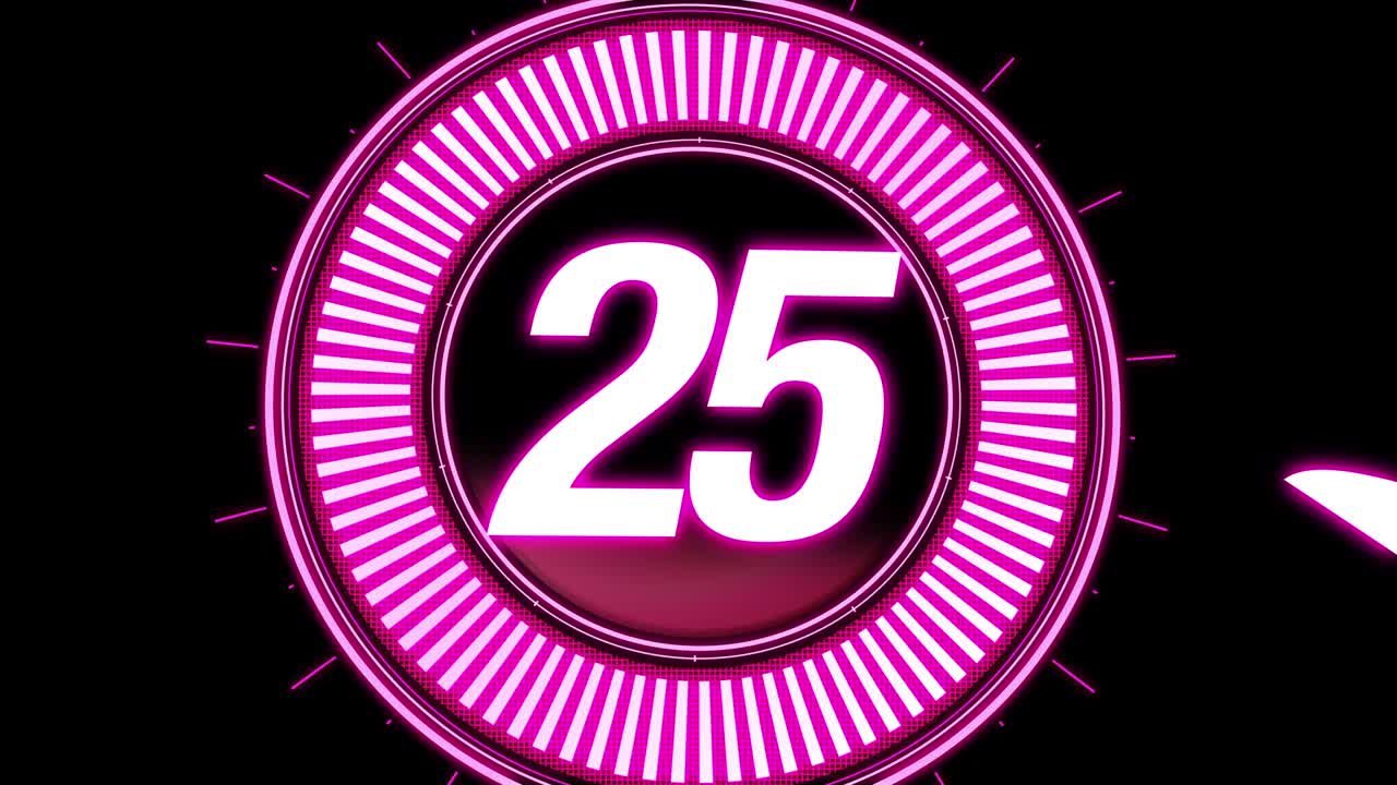 30 seconds Countdown.Cool Futuristic Blue neon lights Timer