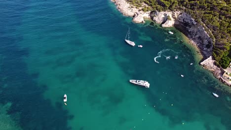 overview of coast llonga, ibiza, spain