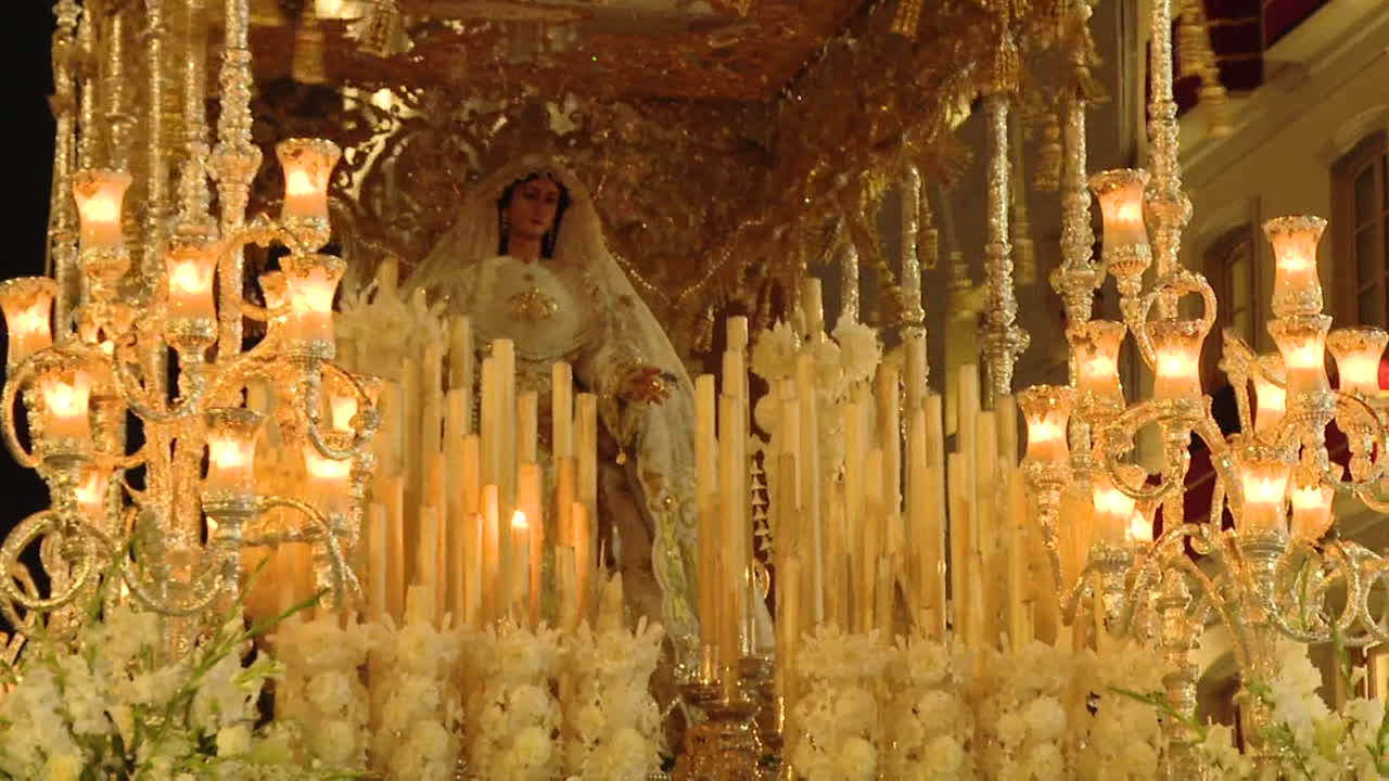 Religious Procession Float with Virgin Mary Statue