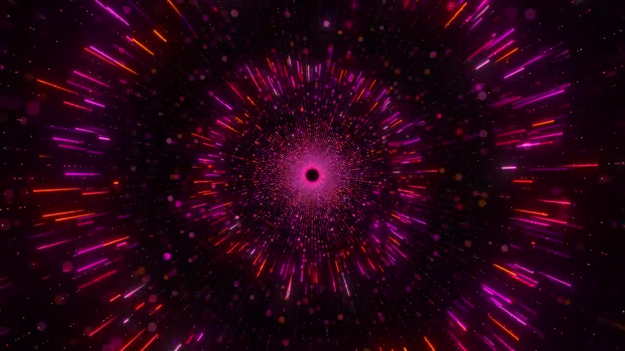 Magenta radial tunnel burst background glowing streaks sparkling dots dynamic center pull for music