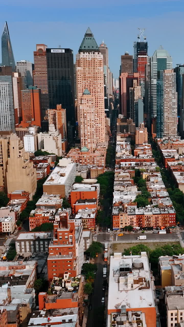 Manhattan buildings cityscapes. New York city aerial view landscapes.