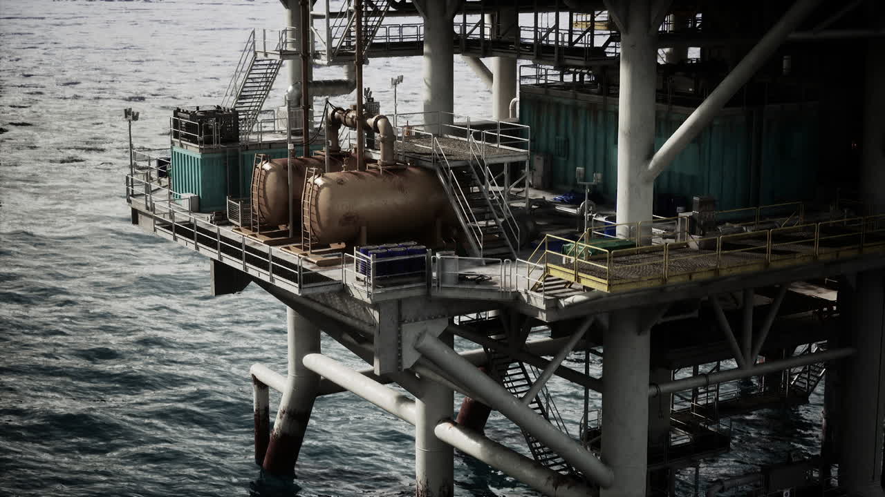 En offshore olieboreplatform i havet