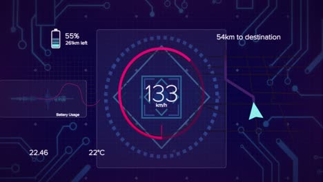 animación del procesamiento de datos financieros a través de una placa de circuitos informáticos