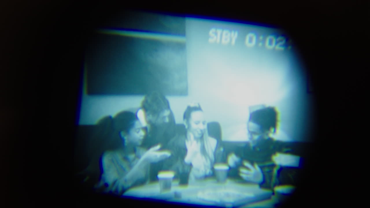 Friends at the party in the 80s