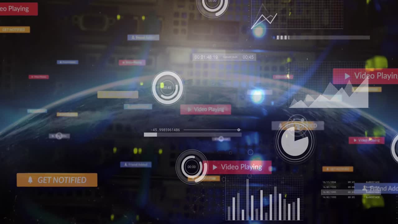 animación del procesamiento de datos en todo el mundo