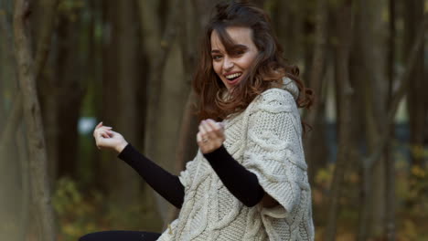 autumn woman in autumn park. autumn woman in autumn park. warm sunny weather. fall concept
