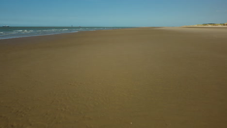 beach drone shot with man and bicycle