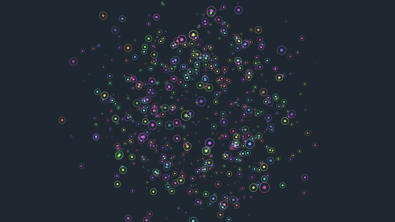 Moving colorful confetti with rainbow led light in black galaxy