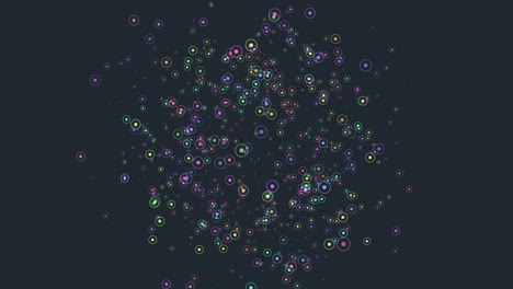 confeti de colores en movimiento con luz led de arco iris en galaxia negra