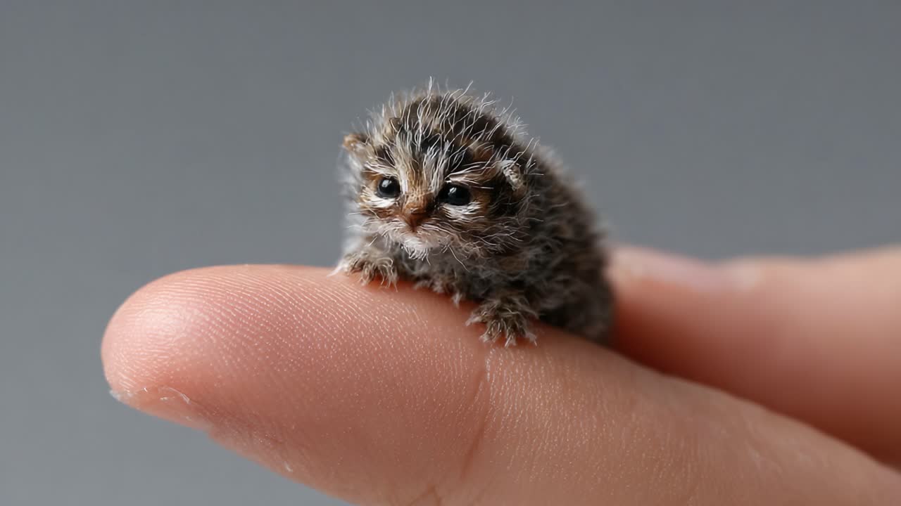 Tiny, Adorable Creature Cuddled on a Finger: A Heartwarming Moment Captured in Two Frames of Pure Cuteness