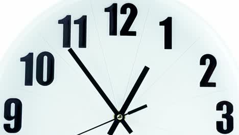 front view, time lapse, the white alarm clock shows the running of time.
