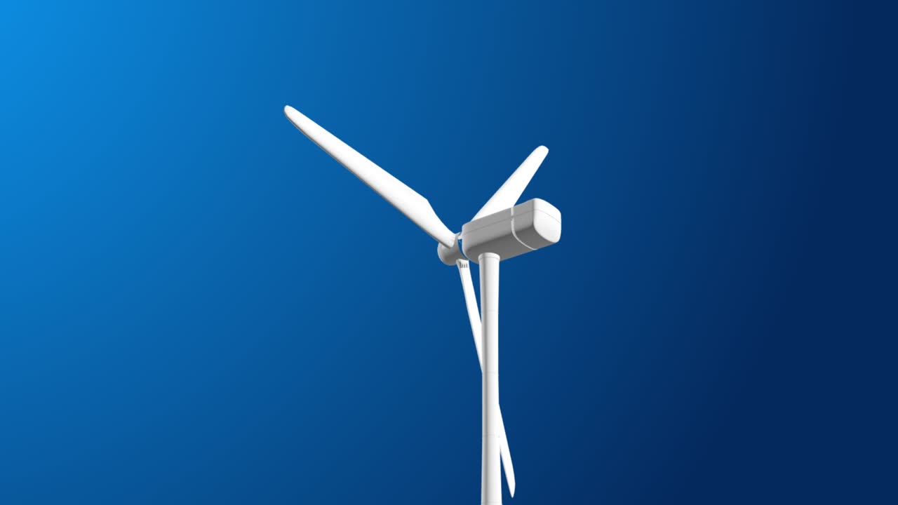 풍력 터빈의 루프 애니메이션: 미래 기술 개념, 전력과 기술의 미래