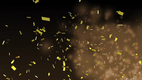 Golden-confetti-and-sparkles-animation-on-dark-background,-creating-festive-atmosphere