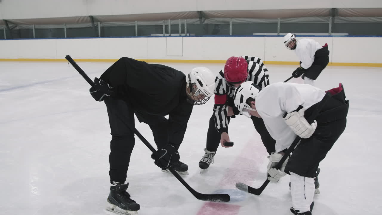 Hockey Players And Official During Face-Off