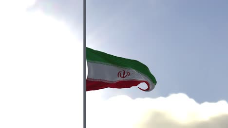 Flagge-Des-Iran-Halbmast-Im-Wind