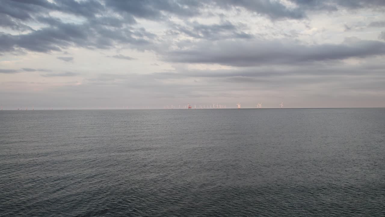 위에서, 비디오 영상은 해변에서 매혹적인 일몰 장면을 묘사합니다. 모래가 빛을 반사하고, 보라색과 분홍색으로 칠해진 바다, 그리고 개를 가진 사람들이 실루 ⁇ 으로