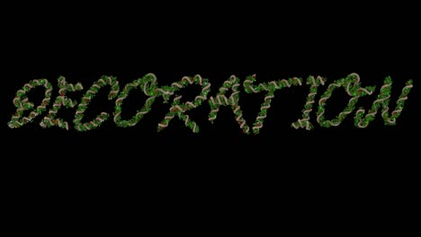 animación de la corona de navidad letras tipográficas que forman la decoración de la palabra