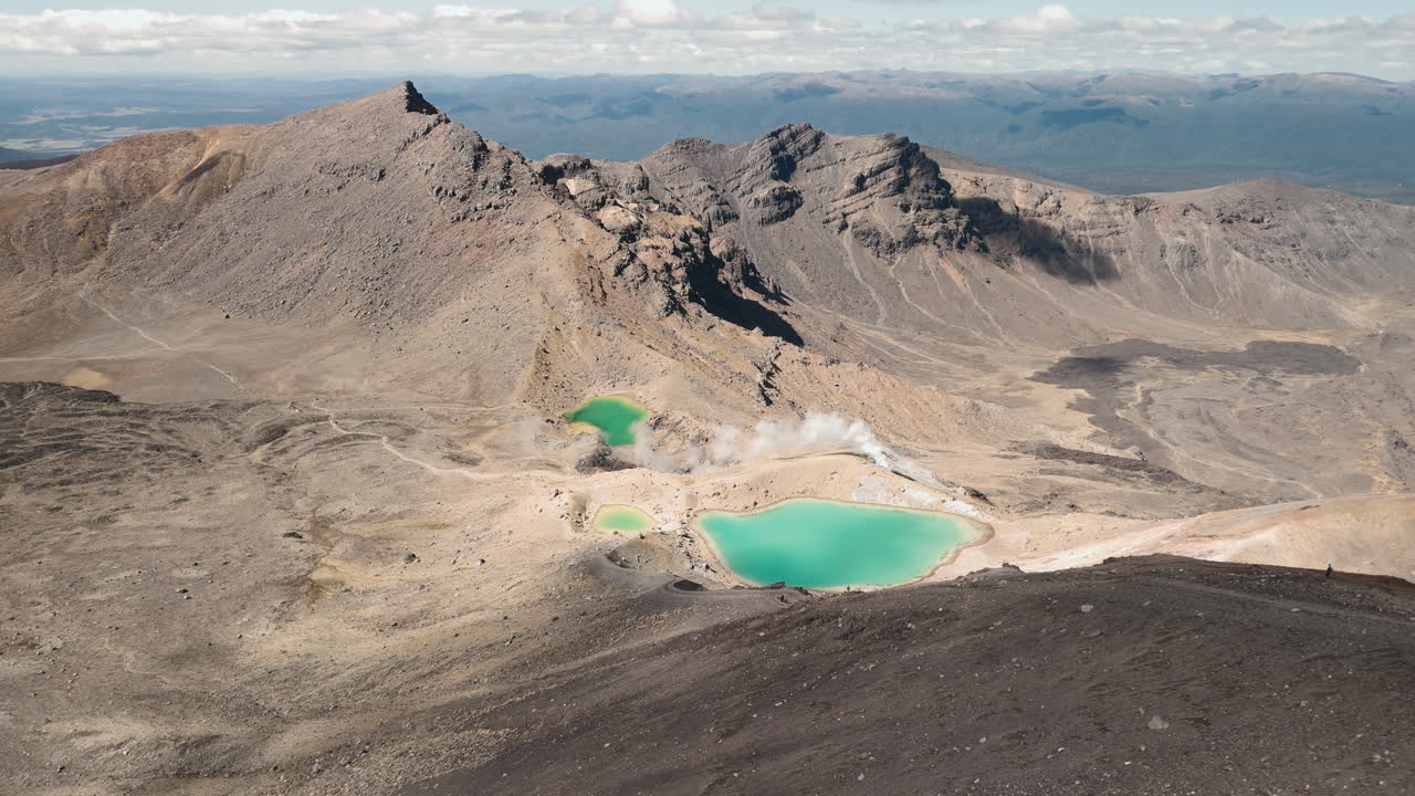 Volcanic Landscape with Turquoise Lakes