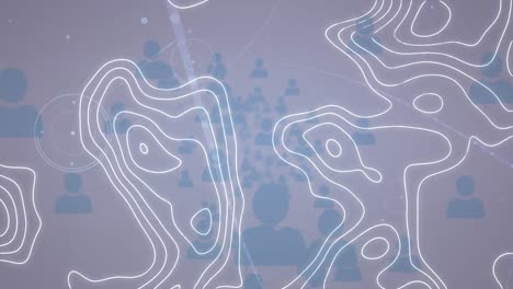 animación de isohypses sobre personas en movimiento iconos en fondo gris