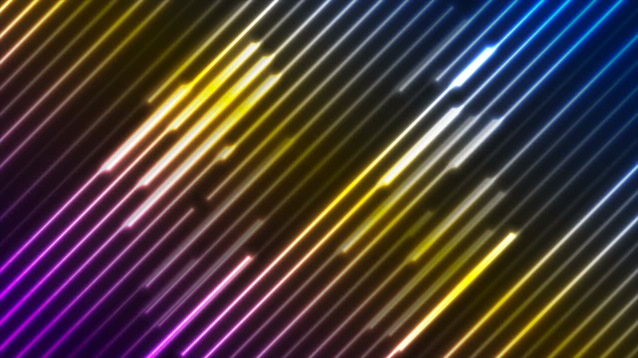 líneas de láser de neón de colores brillantes y brillantes fondo de movimiento abstracto