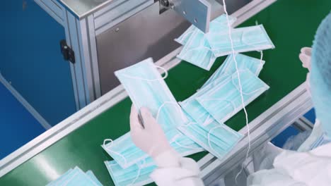 face mask production line in modern factory