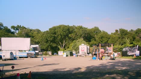 outdoor camping theater screen at blue starlight theater