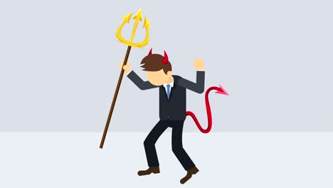 ilustración del diablo espeluznante. personaje de negocios. jefe. cosplay. horquilla y cuerno. animación de bucle abstracto.