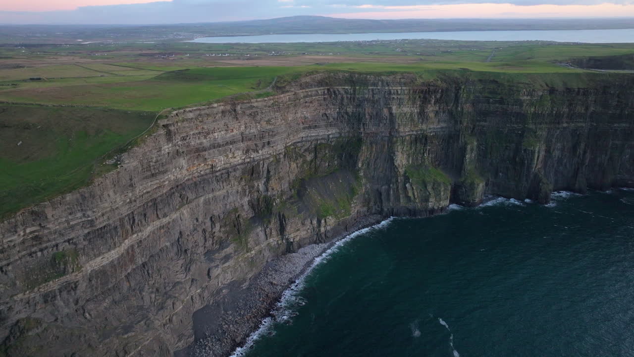 4K aerial drone footage capturing the Cliffs of Moher at sunset,Ireland_061