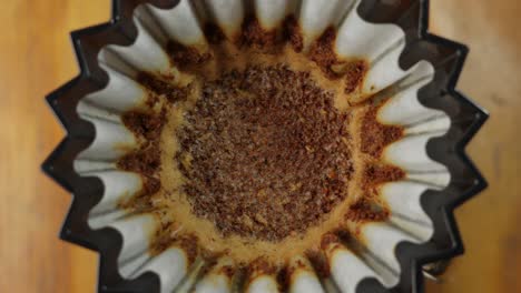 Manually brewed coffee with freshly made homemade paper filter