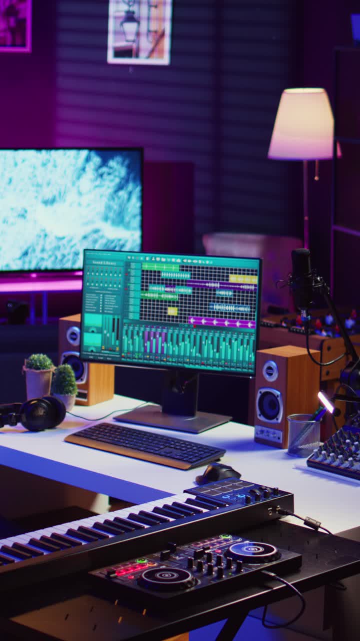 Modern Home Music Studio Setup with Digital Audio Workstation