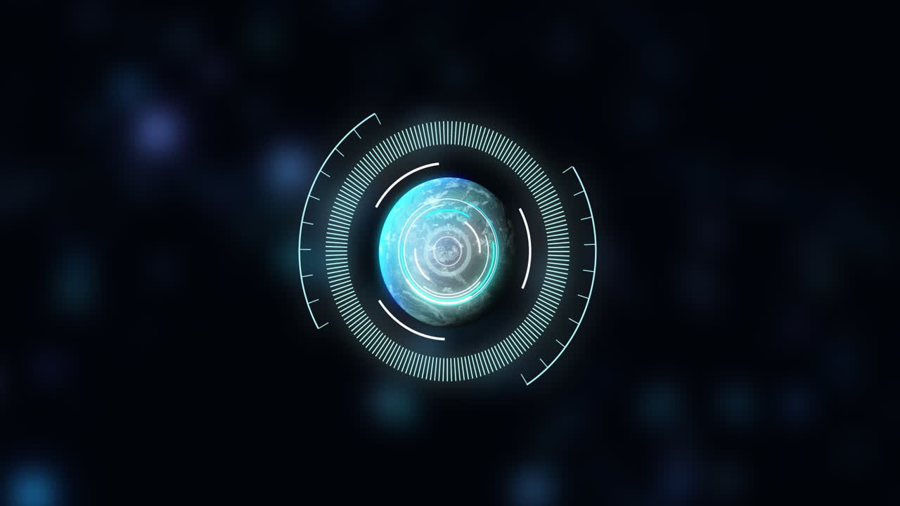 animación de escaneo de alcance y procesamiento de datos en todo el mundo