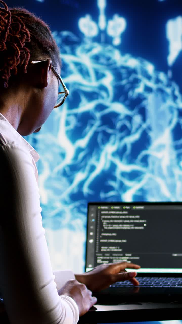 Vertical video AI executive runs code in data center