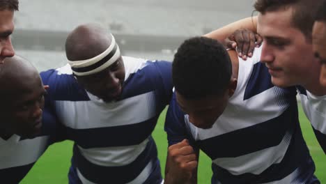 male rugby players forming huddles in the ground 4k