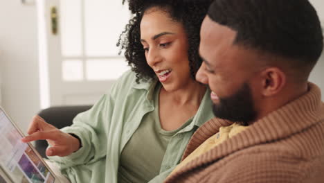 Tablet,-love-and-relax-with-a-black-couple-doing