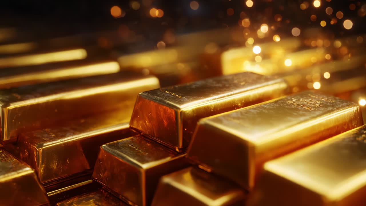 A Luxurious Showcase of Gleaming Gold Bars Surrounded by Sparkling Lights and a Rich Sense of Opulence, Highlighting the Elegance and Value of Precious Metals in an Exquisite Display