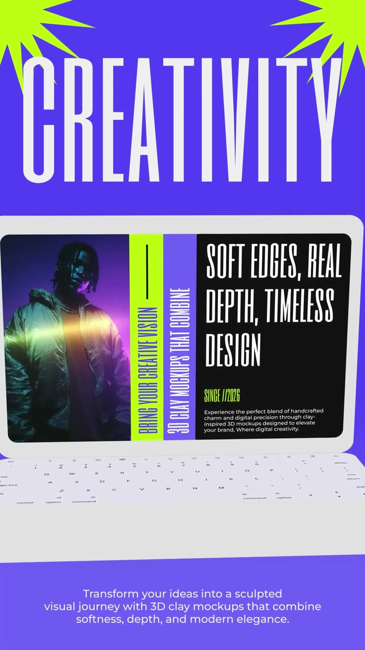 Creative Laptop Clay Mockup