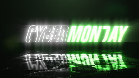 cyber monday in street with neon text