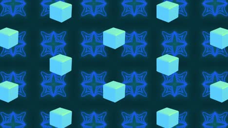 animación de formas azules repetidas sobre un fondo negro