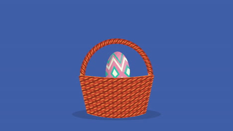 happy easter animated card with eggs painted in basket