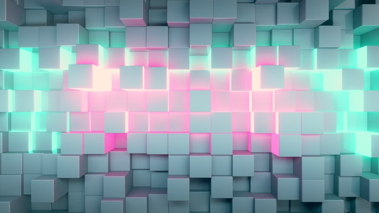 pared de cubos de neón abstractos