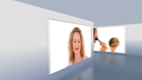 montaje de mujeres maquillándose