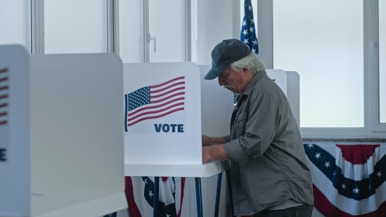 Voting in progress at a polling station
