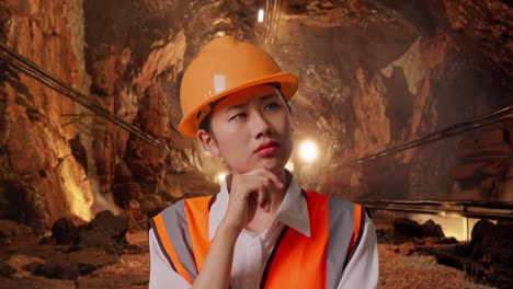 miner woman in a tunnel