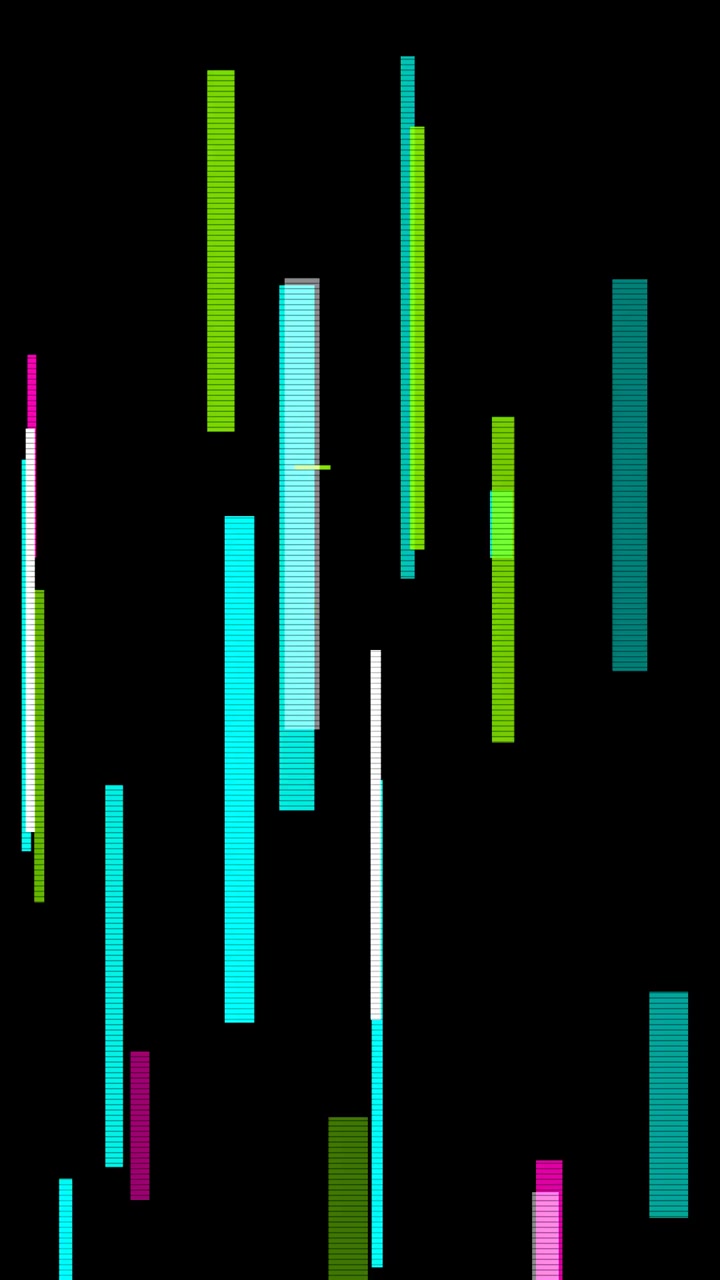 Animación abstracta de glitch digital con líneas y bloques geométricos en movimiento