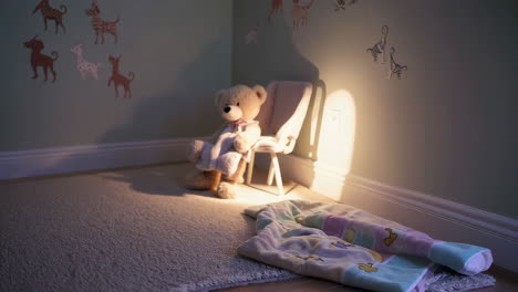 teddy bear in a corner